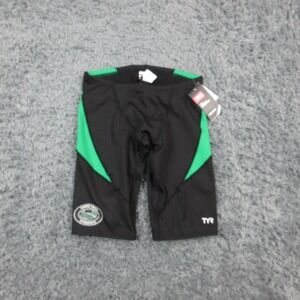 TYR Swim Jammer Shorts Boys 28 Black Green Hexa Curve DuraFast Elite 24x10* NWT